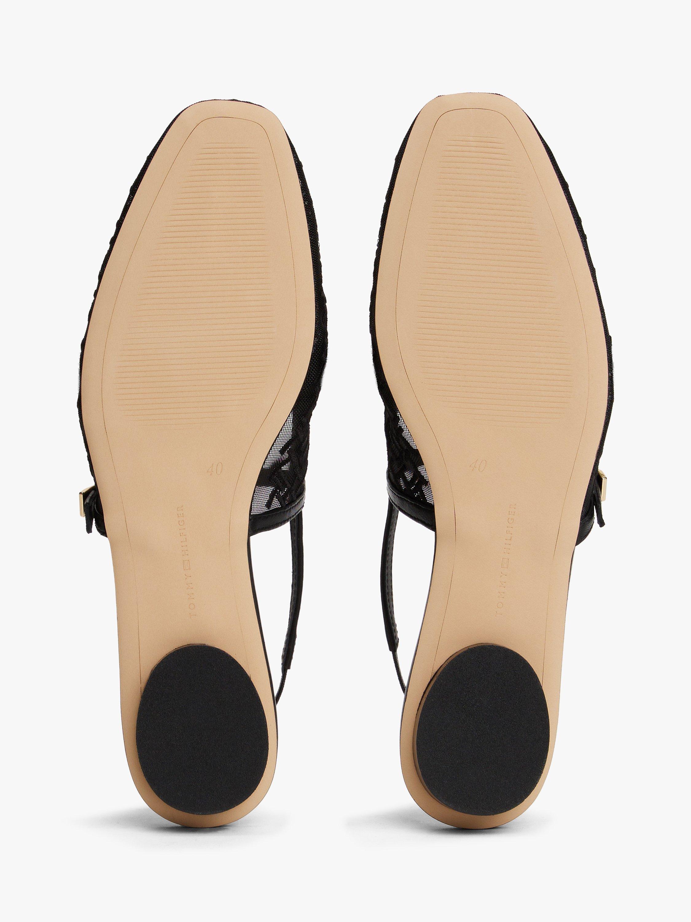 Product image 5 of 7, which shows Tommy Hilfiger TH Monogram Slingback Mesh Kitten Heels, Black, EU36