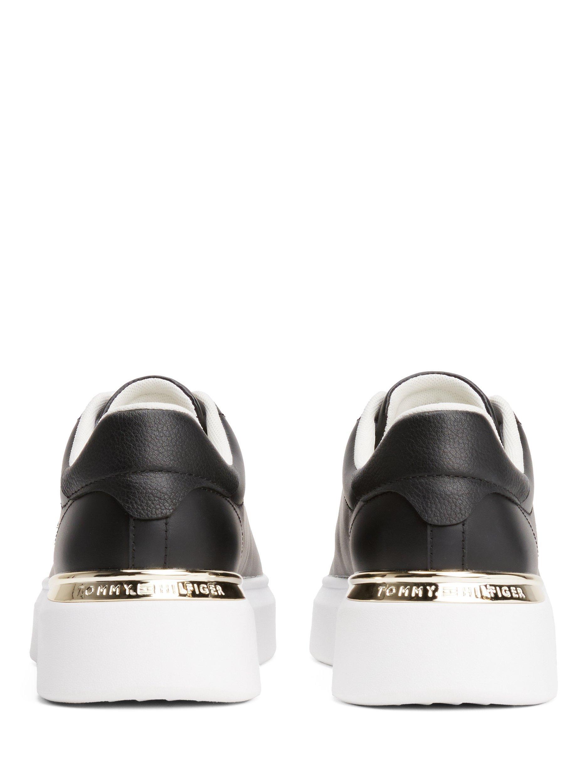 Product image 3 of 4, which shows Tommy Hilfiger Leather TH Monogram Court Trainers, Black, EU36