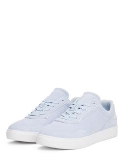 Tommy Hilfiger Casual Suede Embossed Logo Trainers, Breezy Blue - view 2, Breezy Blue