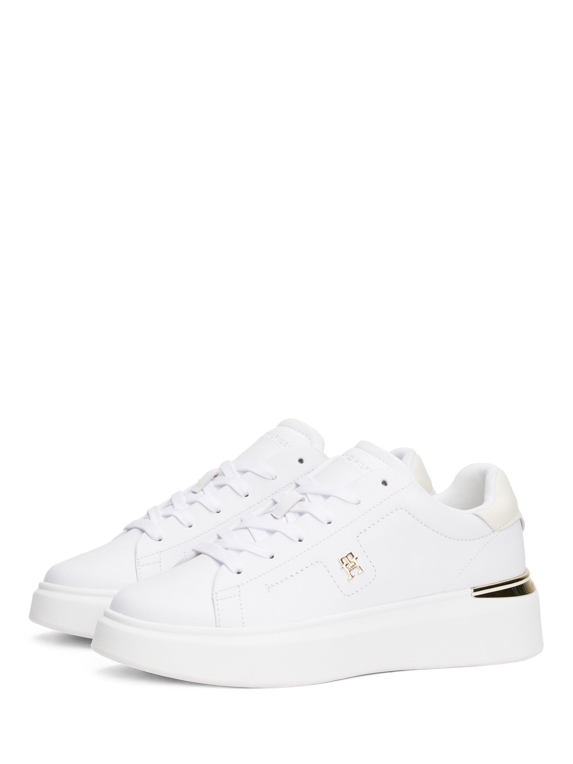 Product image 2 of 4, which shows Tommy Hilfiger Leather TH Monogram Court Trainers, White, EU36