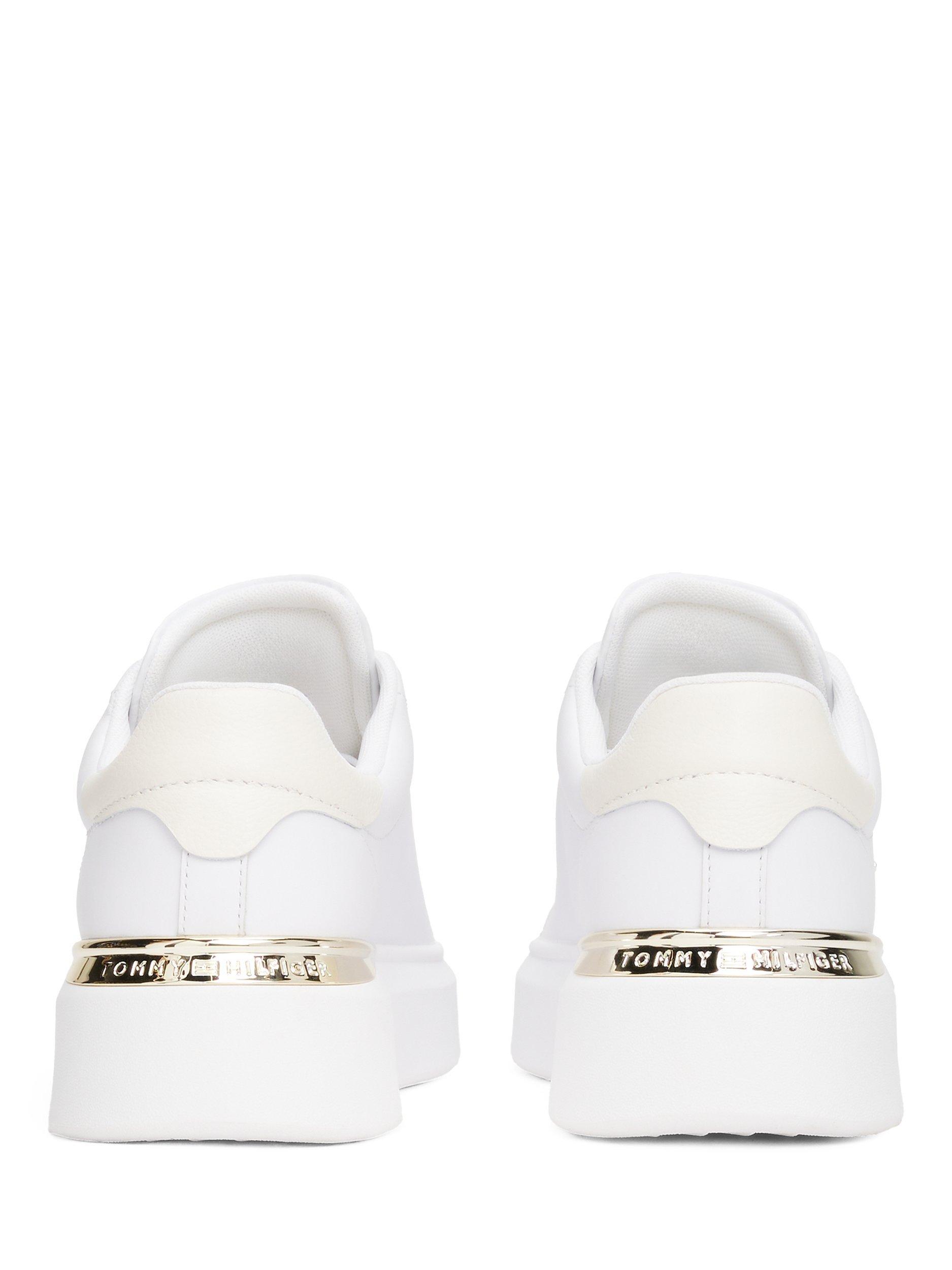 Product image 3 of 4, which shows Tommy Hilfiger Leather TH Monogram Court Trainers, White, EU36