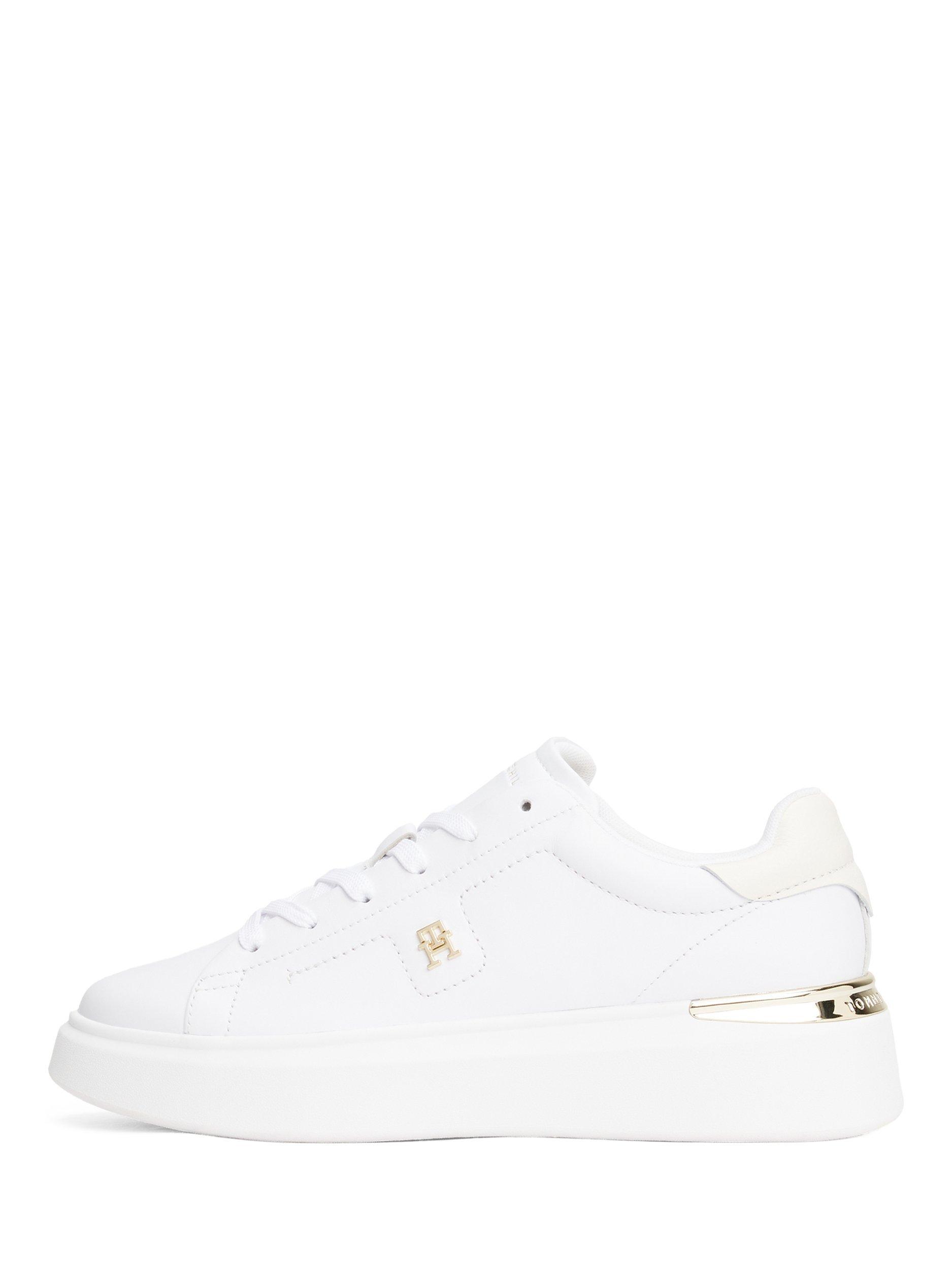 Product image 4 of 4, which shows Tommy Hilfiger Leather TH Monogram Court Trainers, White, EU36