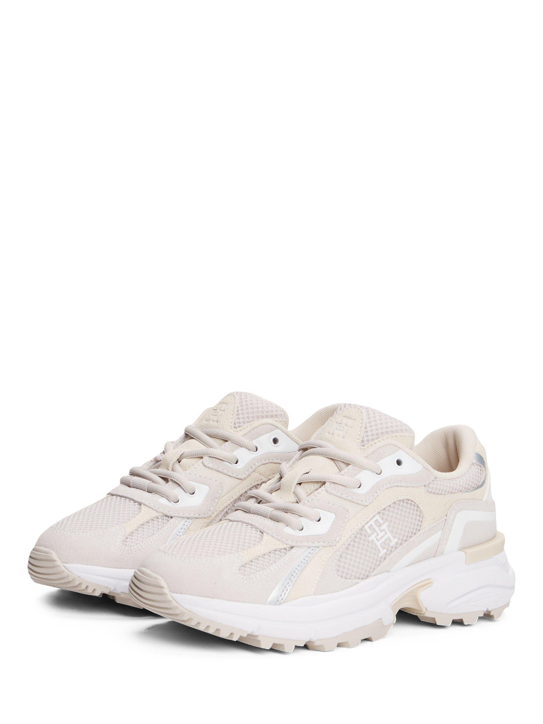 Product image 2 of 4, which shows Tommy Hilfiger TH Monogram Trainers, Newsprint/Light Grey, 6