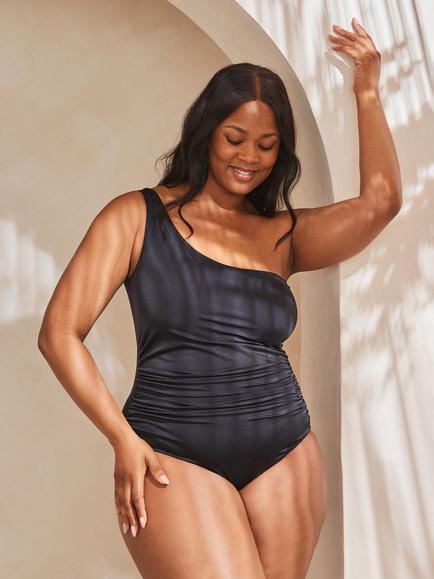 Live Unlimited Curve Asymmetric Swimsuit, Black, Black