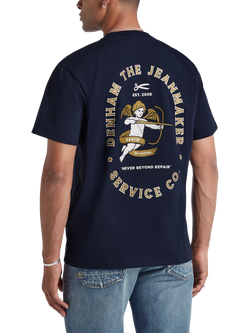 DENHAM Cotton Regular Fit Short Sleeve Cupid Graphic T-Shirt, Navy Blazer - view 2, Navy Blazer