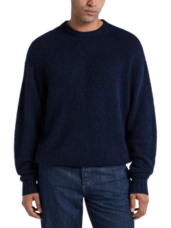 DENHAM Keagan Crew Neck Alpaca Wool Blend Jumper, Navy Blazer