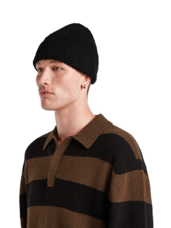 DENHAM Essential Cotton Blend Beanie - view 2, Black