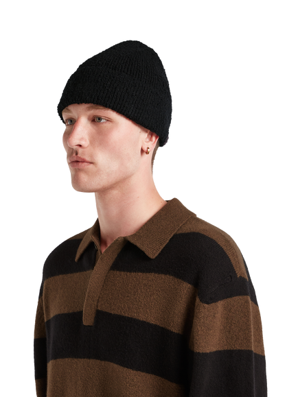 DENHAM Essential Cotton Blend Beanie - view 2, Black