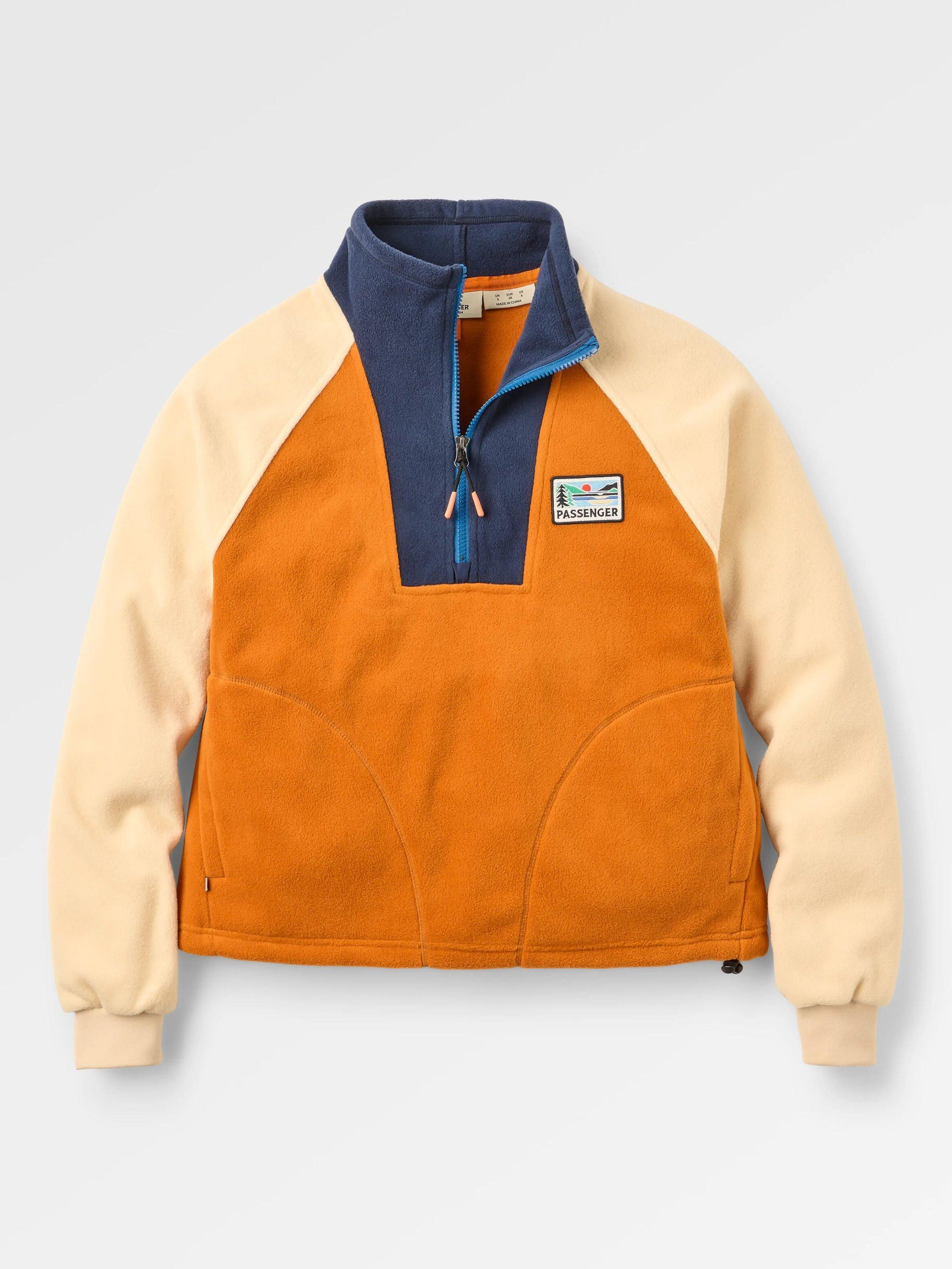 Product image 1 of 7, which shows Passenger Jazz Polar Fleece Sweatshirt, Orange/Multi, S