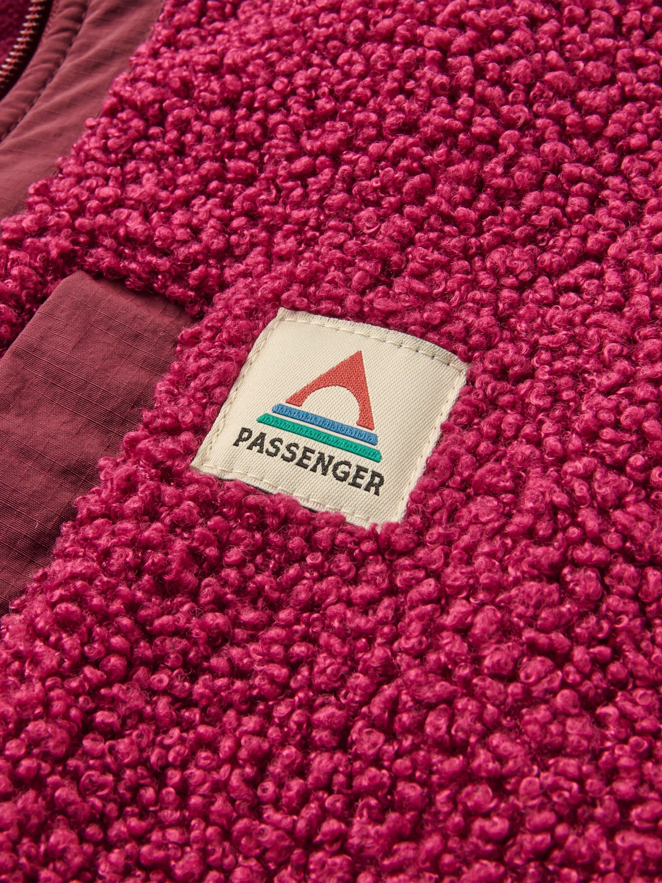 Product image 3 of 5, which shows Passenger Oak Teddy Longline Fleece, Red, S