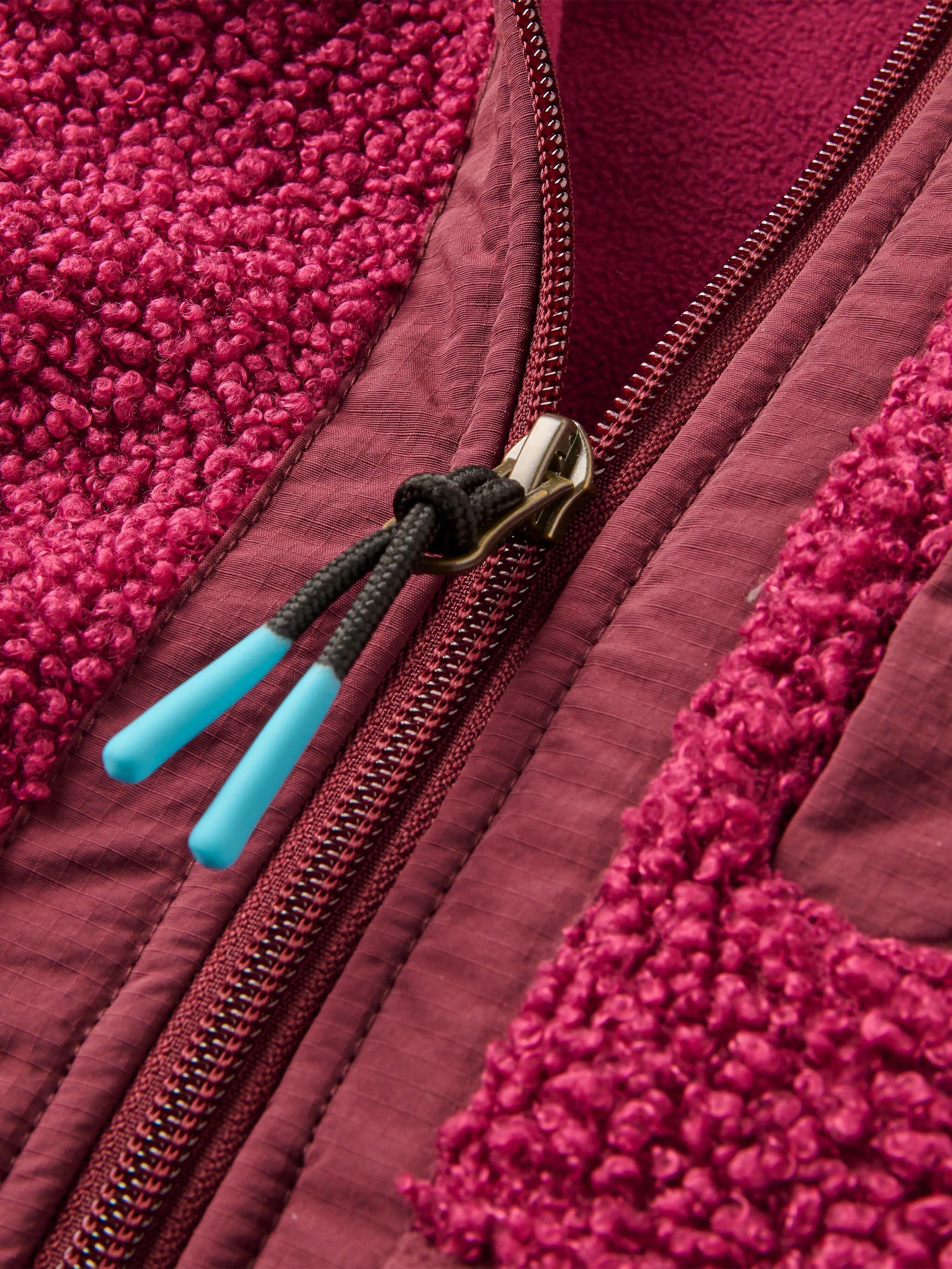 Product image 4 of 5, which shows Passenger Oak Teddy Longline Fleece, Red, S