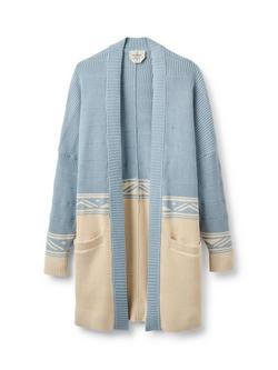 Passenger Nurture Jacquard Ribbed Cardigan, Blue/Beige, Blue/Beige