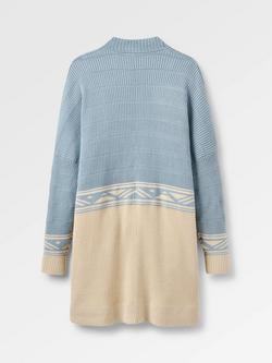 Passenger Nurture Jacquard Ribbed Cardigan, Blue/Beige - view 2, Blue/Beige