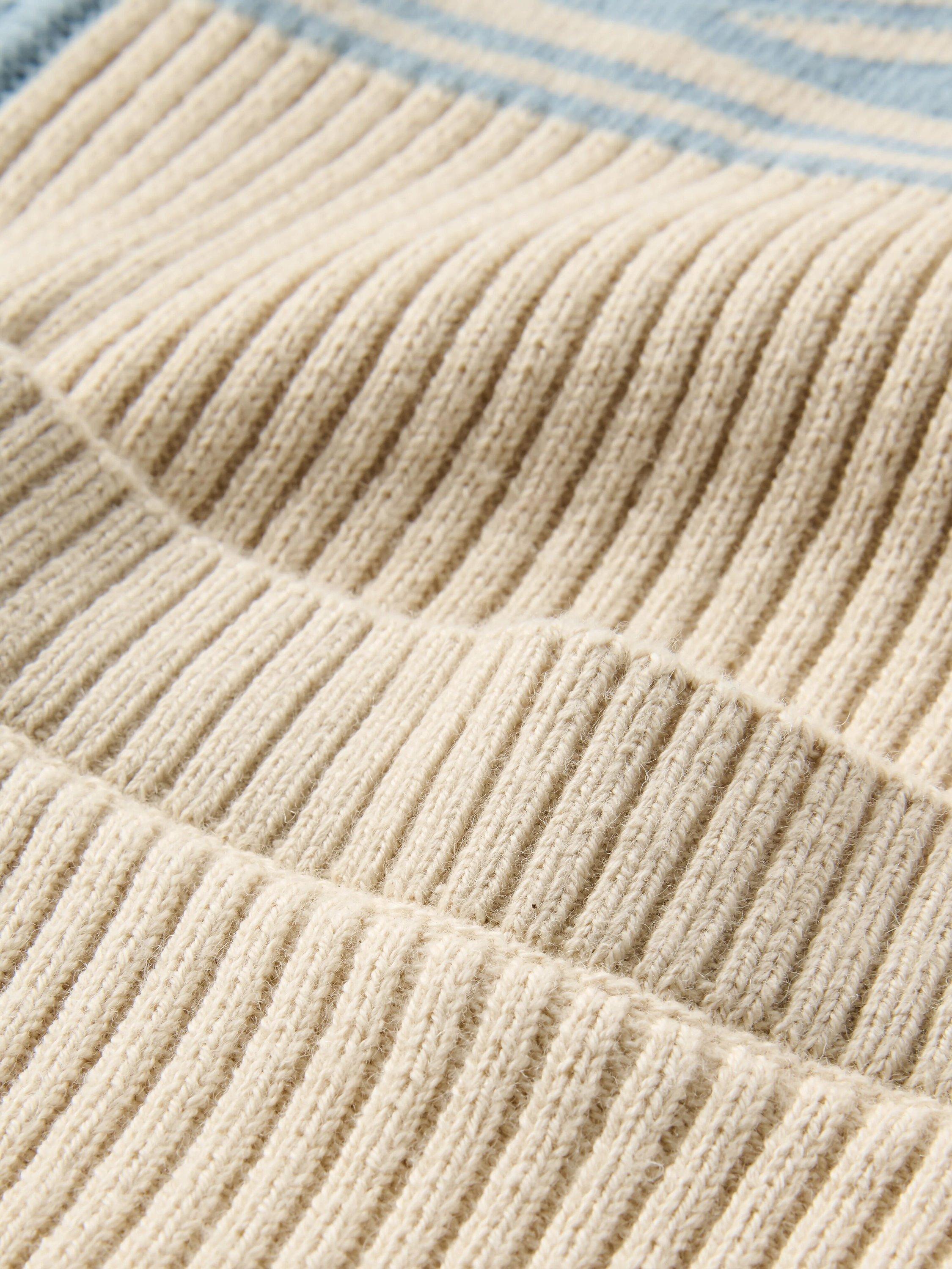 Product image 6 of 7, which shows Passenger Nurture Jacquard Ribbed Cardigan, Blue/Beige, XS