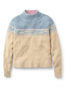 Passenger Nurture Jacquard Ribbed Jumper, Blue/Beige, Blue/Beige