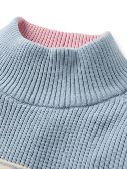 Passenger Nurture Jacquard Ribbed Jumper, Blue/Beige - view 2, Blue/Beige