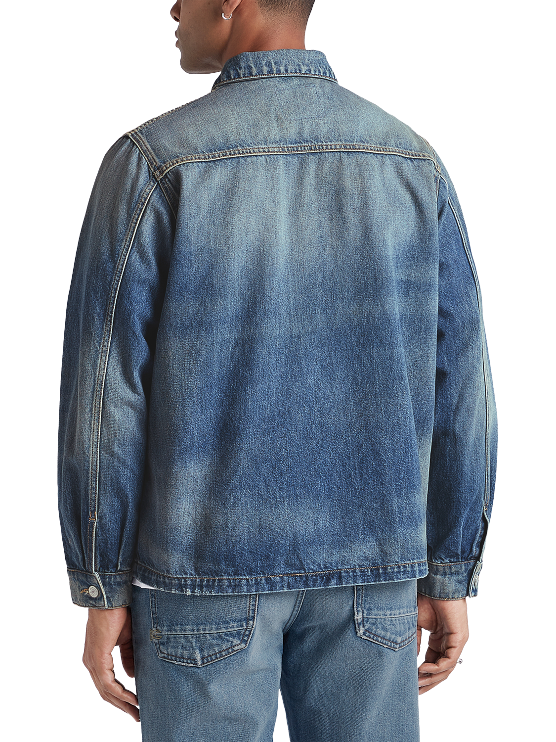 Product image 2 of 3, which shows DENHAM Denim Regular Fit Chore Overshirt, Mid Blue, S
