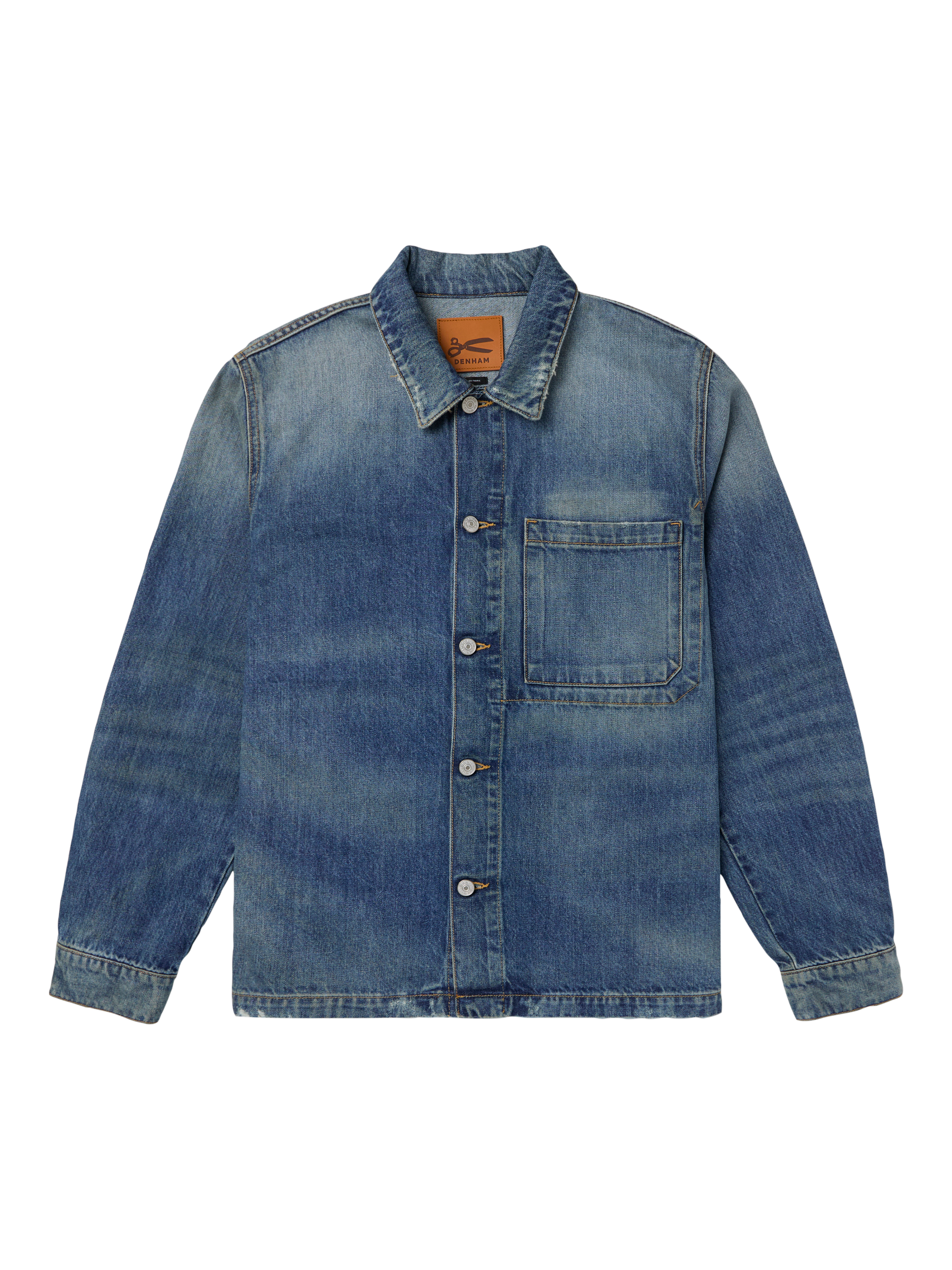 Product image 3 of 3, which shows DENHAM Denim Regular Fit Chore Overshirt, Mid Blue, S