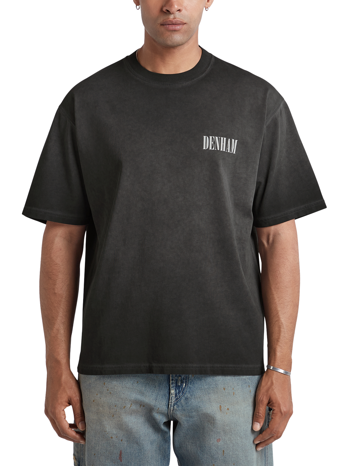 Product image 1 of 5, which shows DENHAM Flare Cotton T-Shirt, Black, S