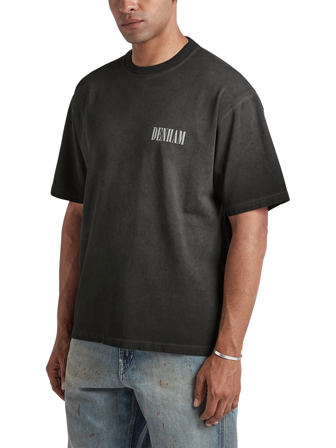 Product image 2 of 5, which shows DENHAM Flare Cotton T-Shirt, Black, S
