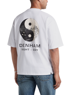 DENHAM Cotton Regular Fit Short Sleeve Yin & Yang T-Shirt, White - view 2, White