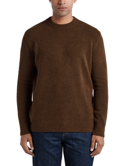 DENHAM Crew Neck Cotton Blend Jumper, Wren Brown
