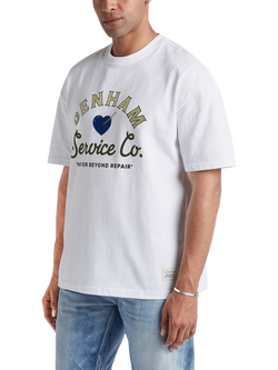 DENHAM Graphic Print Cotton T-Shirt - view 2, White