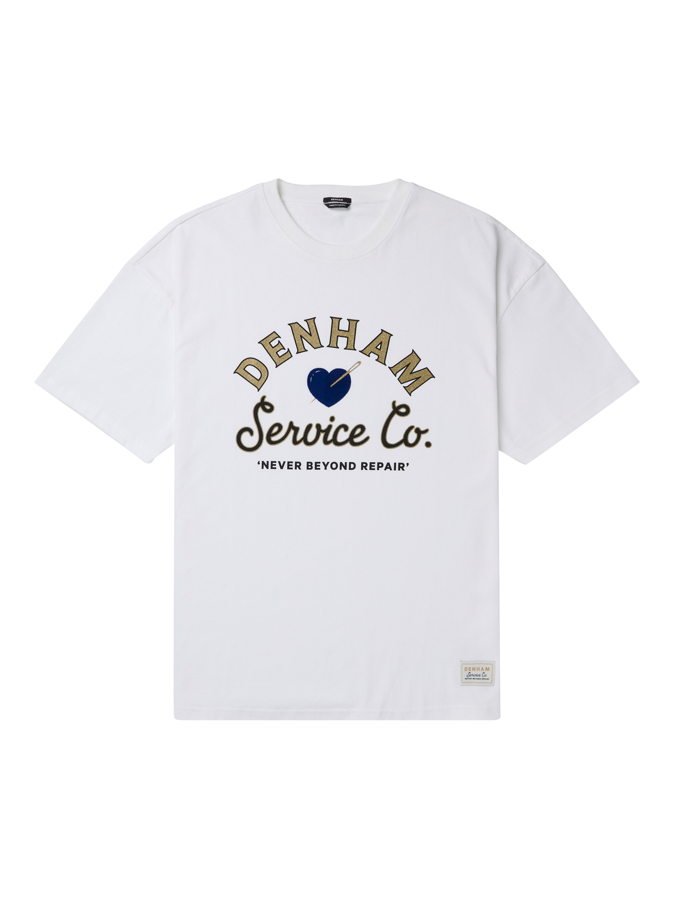 Product image 3 of 3, which shows DENHAM Graphic Print Cotton T-Shirt, White, S