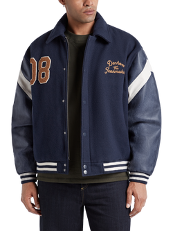DENHAM Graphic Print Varsity Jacket, Navy Blazer