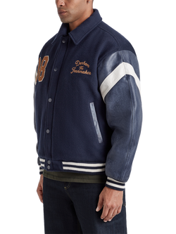 DENHAM Graphic Print Varsity Jacket - view 2, Navy Blazer