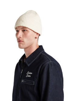 DENHAM Essential Cotton Blend Beanie - view 2, Ecru