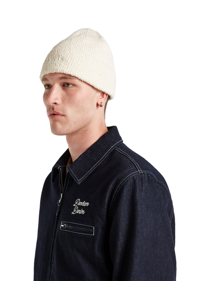 DENHAM Essential Cotton Blend Beanie - view 2, Ecru
