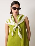Jigsaw Lily Pure Silk Scarf, Cream/Green