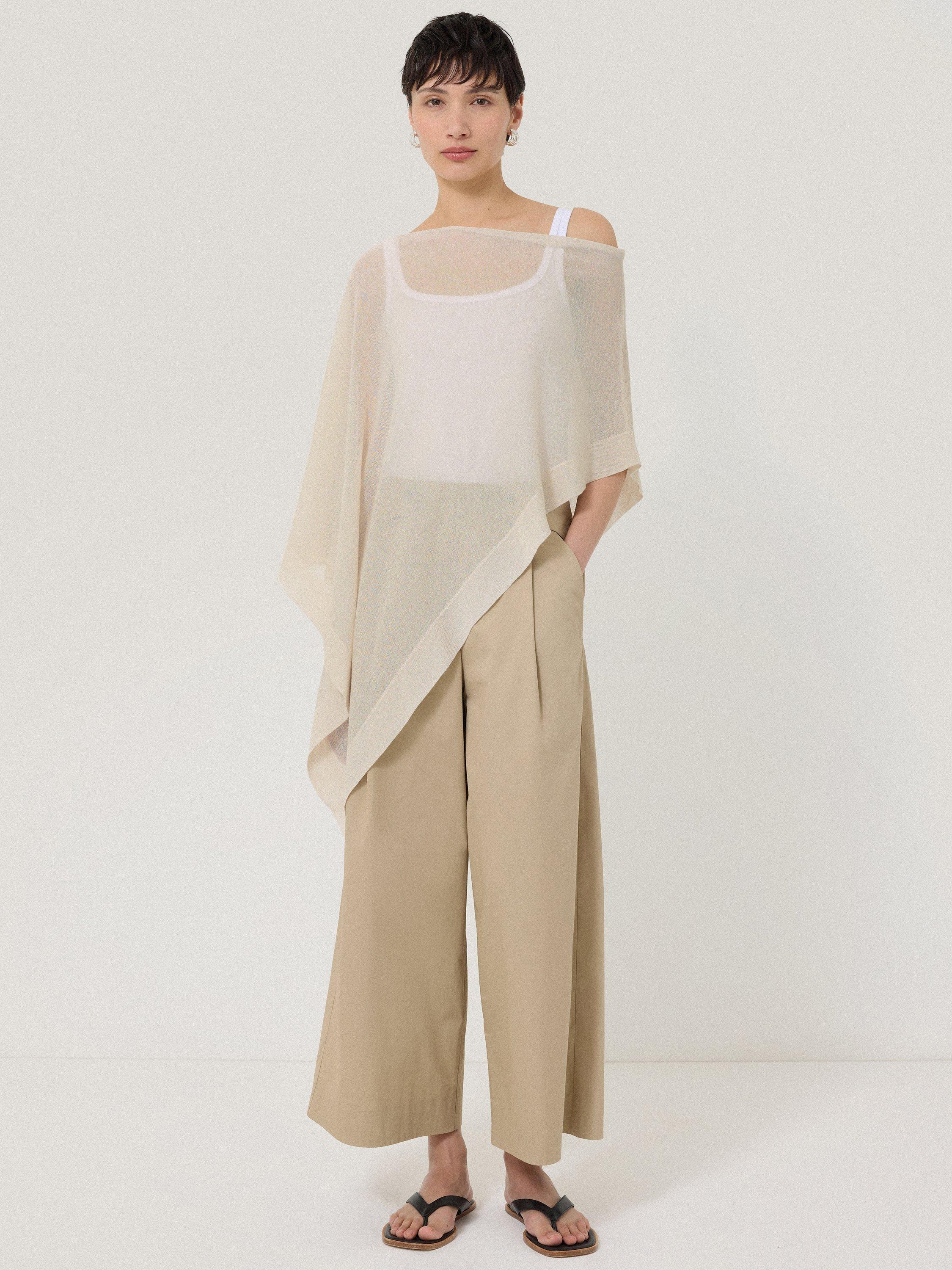 Jigsaw Sheer Lightweight Poncho, Cream