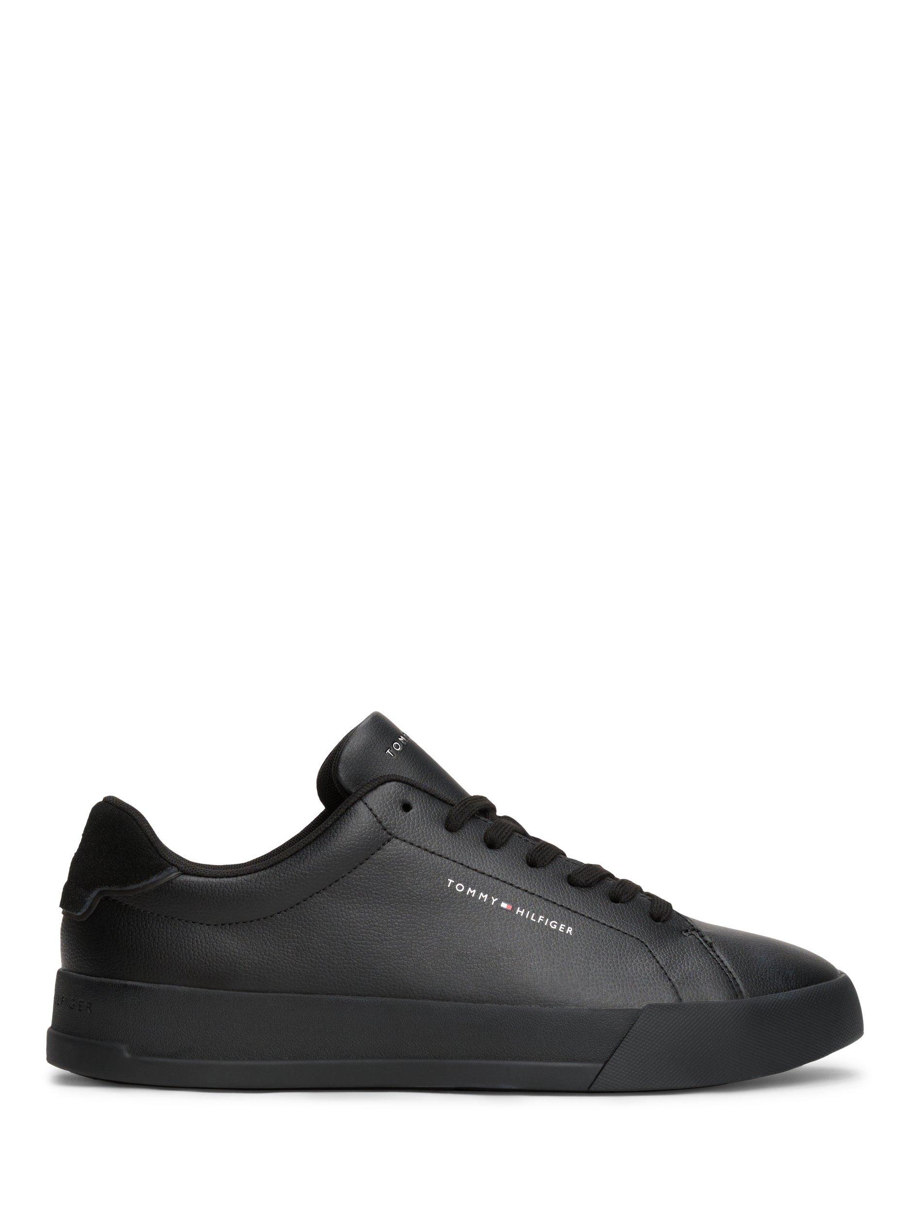 Tommy Hilfiger Contrast Heel Court Trainers, Black/Black