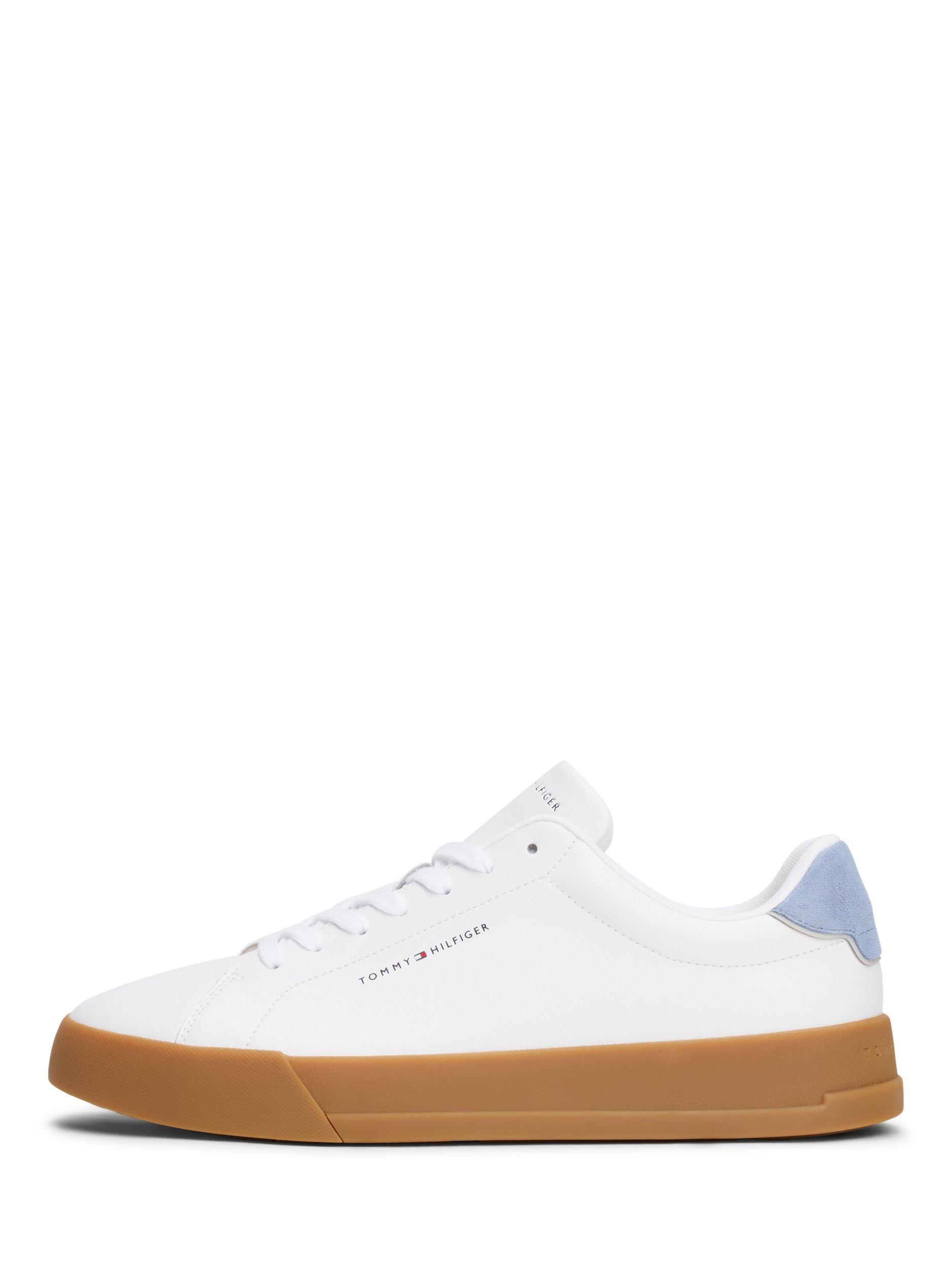 Product image 5 of 5, which shows Tommy Hilfiger Contrast Heel Court Trainers, White/Brisk Blue, EU40