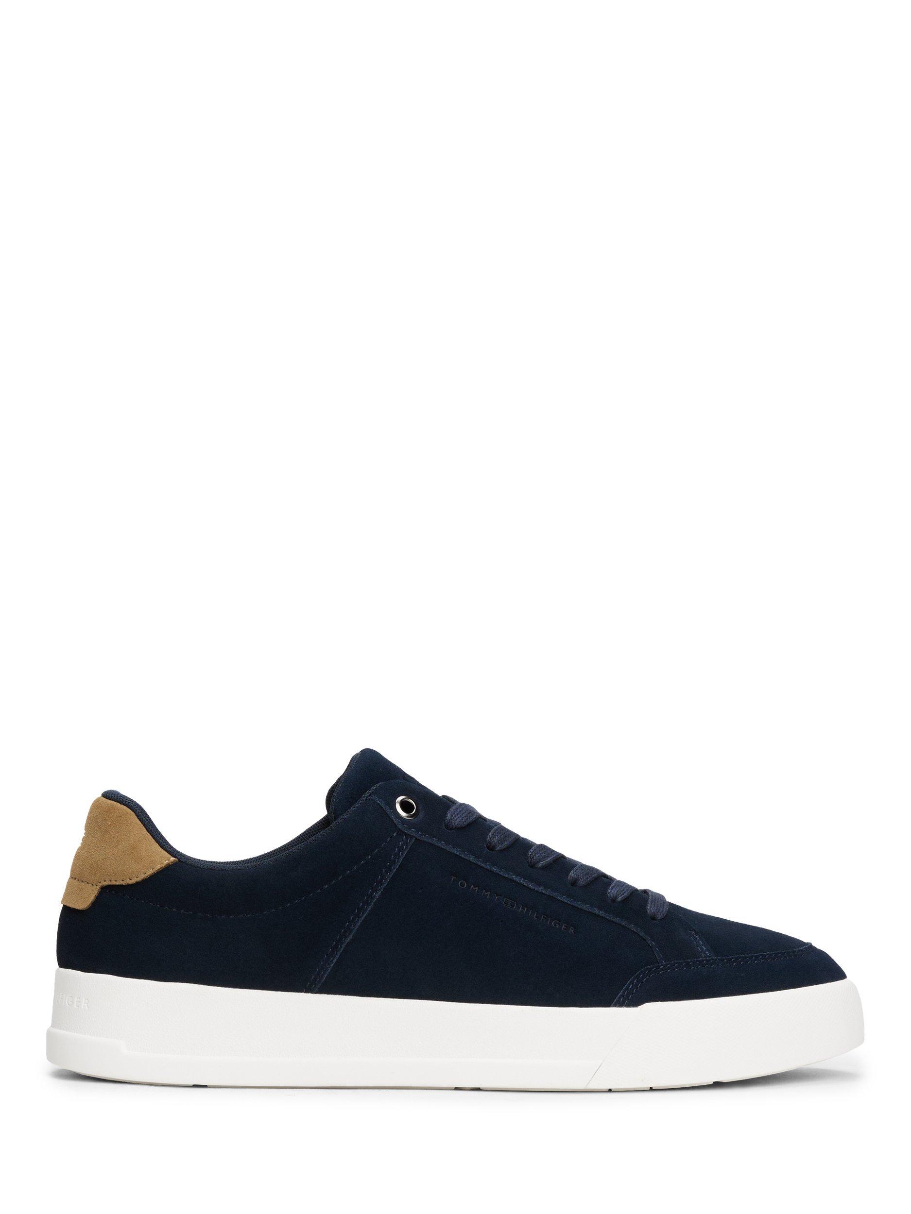 Product image 1 of 5, which shows Tommy Hilfiger Suede Chunky Sole Court Trainers, Desert Sky, EU40