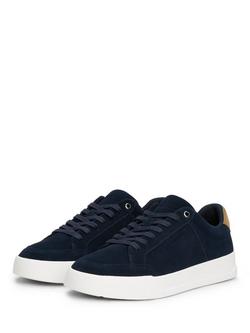 Tommy Hilfiger Suede Chunky Sole Court Trainers - view 2, Desert Sky