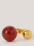 Jigsaw Chalcedony Open Ring, Gold/Red