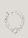 Jigsaw Round Link Chain Bracelet, Silver