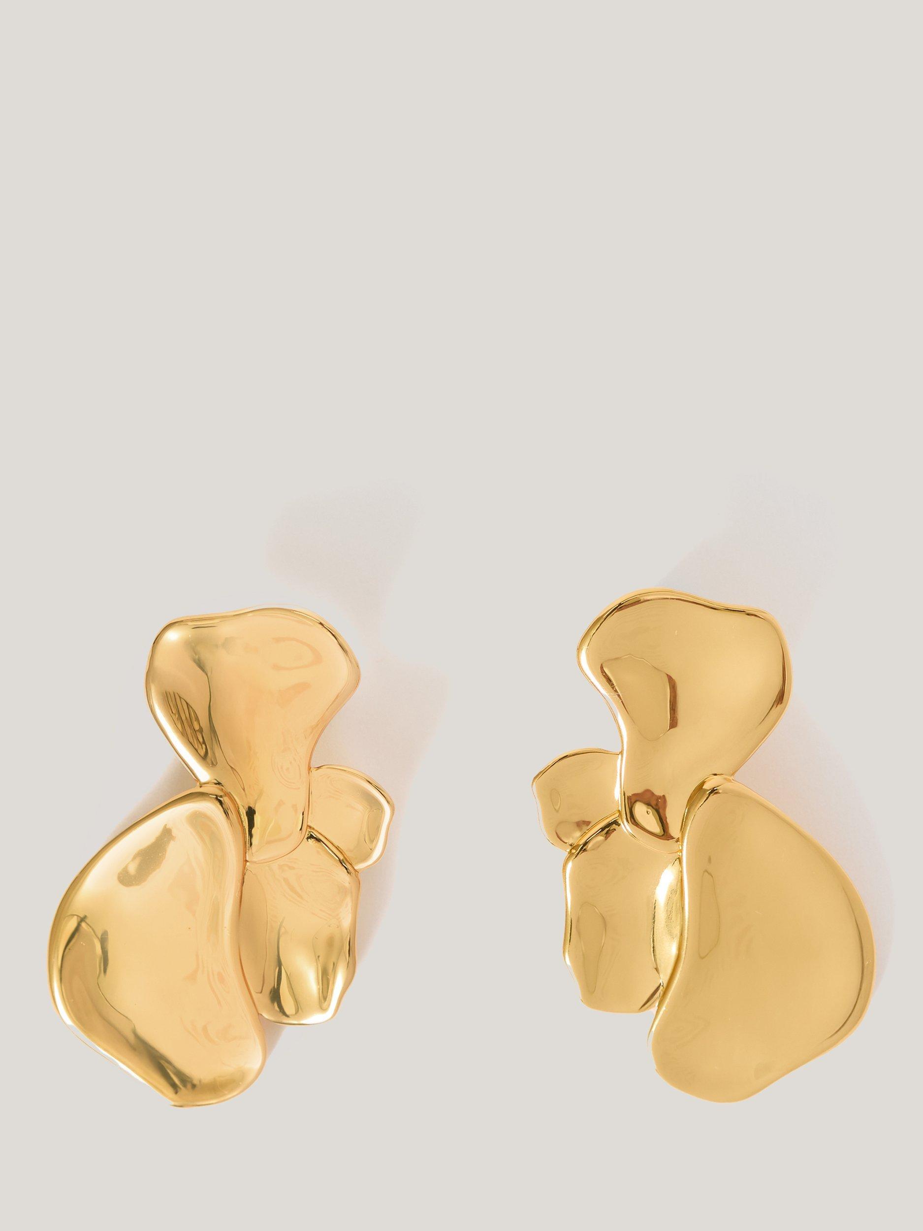 Jigsaw Deconstructed Petal Earrings, Gold
