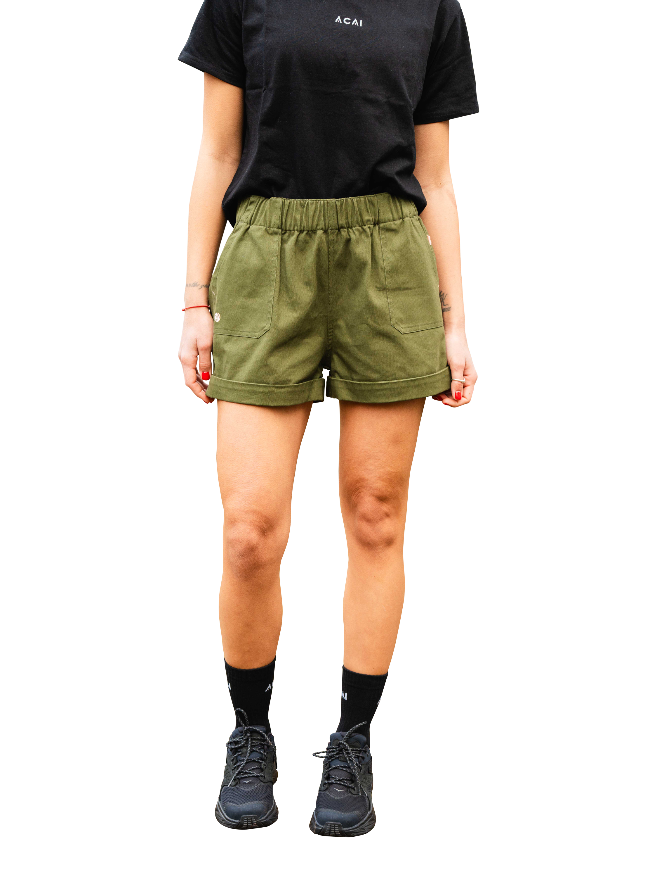 Product image 1 of 7, which shows ACAI Cotton Shorts, Elm Green, 6