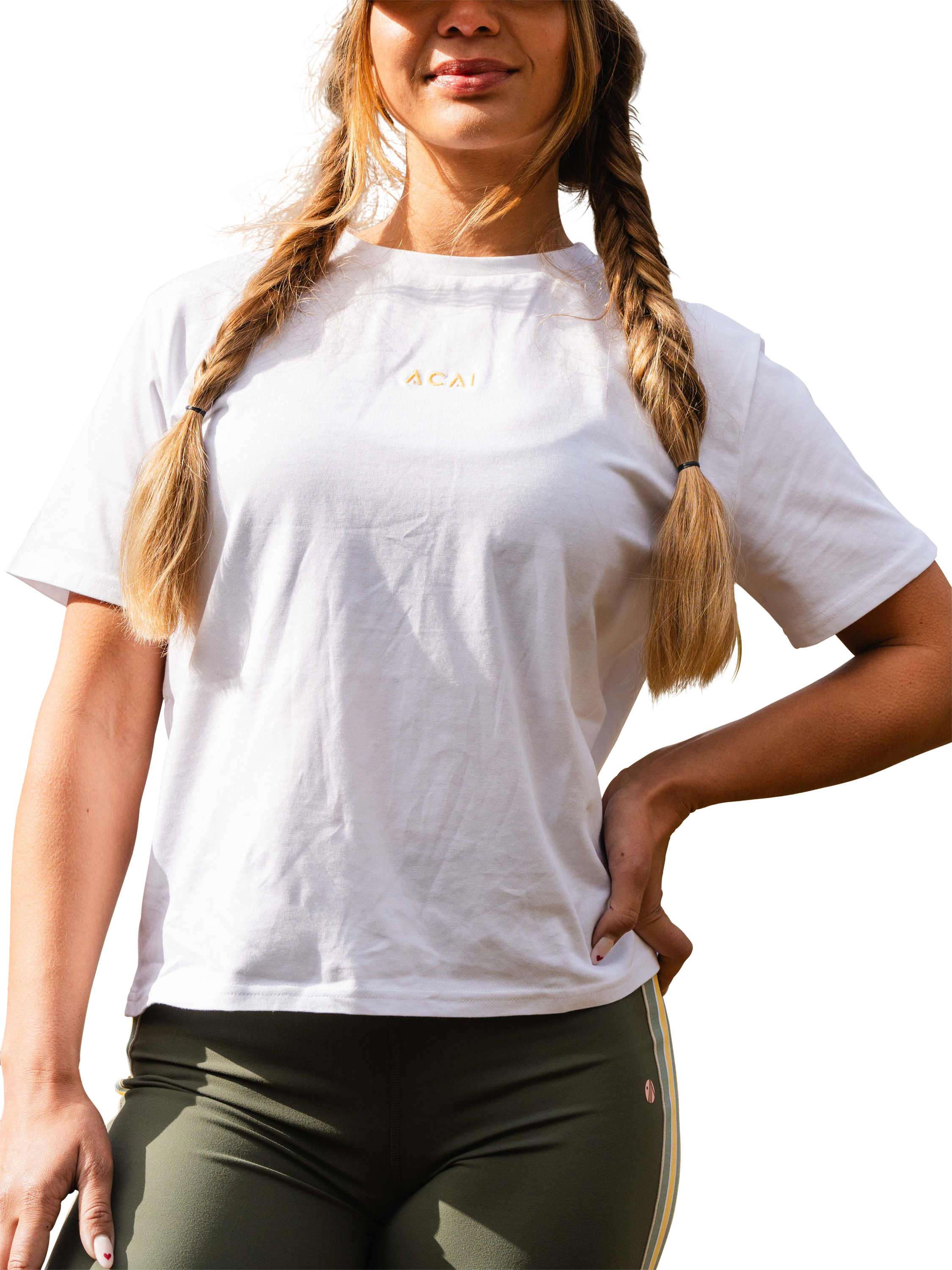 Product image 1 of 5, which shows ACAI Boxy Fit Cotton T-Shirt, White, 6