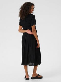 KAFFE Valery Amber Smock Bodice Midi Dress, Deep Black - view 2, Deep Black