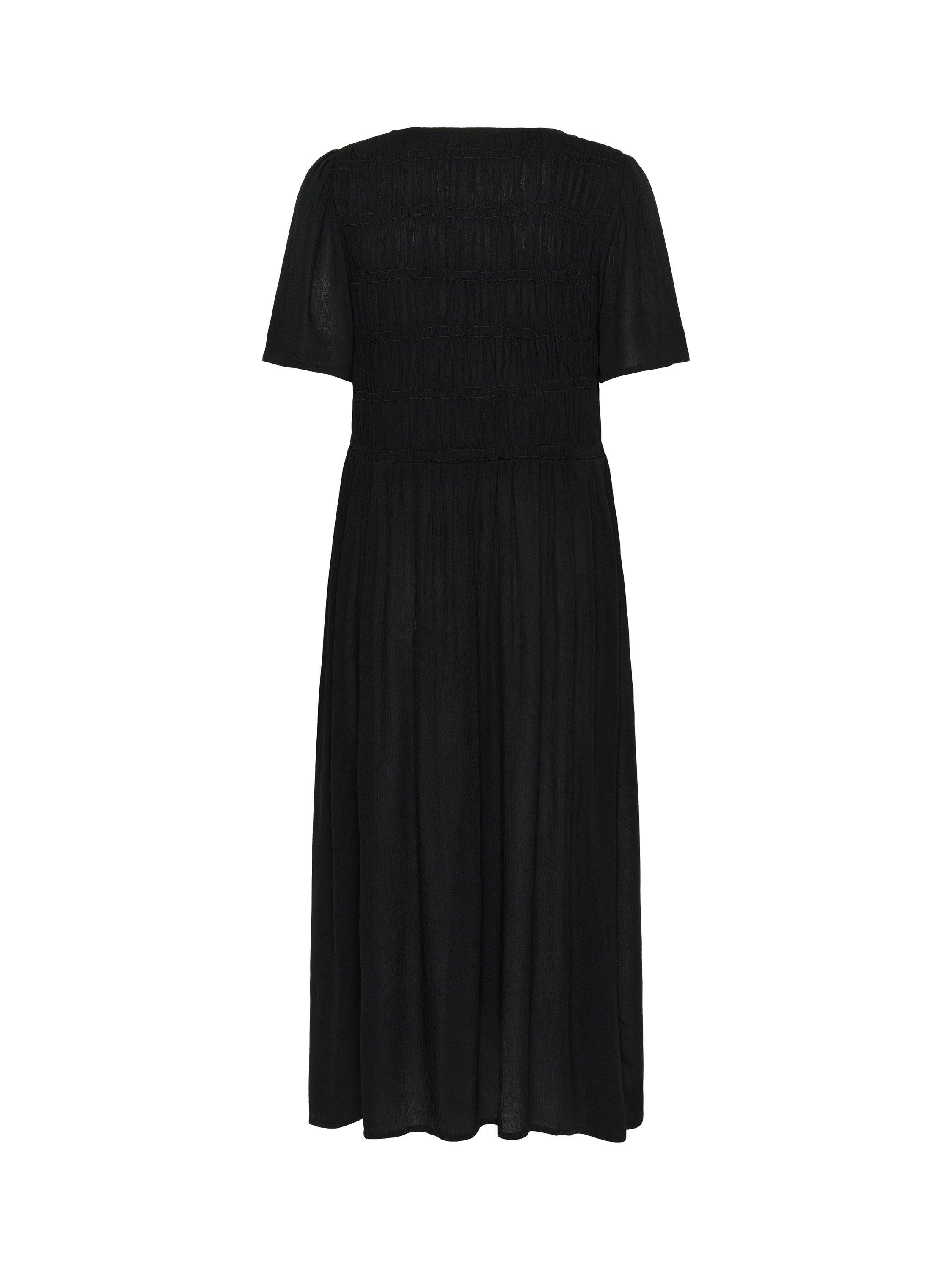Product image 5 of 5, which shows KAFFE Valery Amber Smock Bodice Midi Dress, Deep Black, 8
