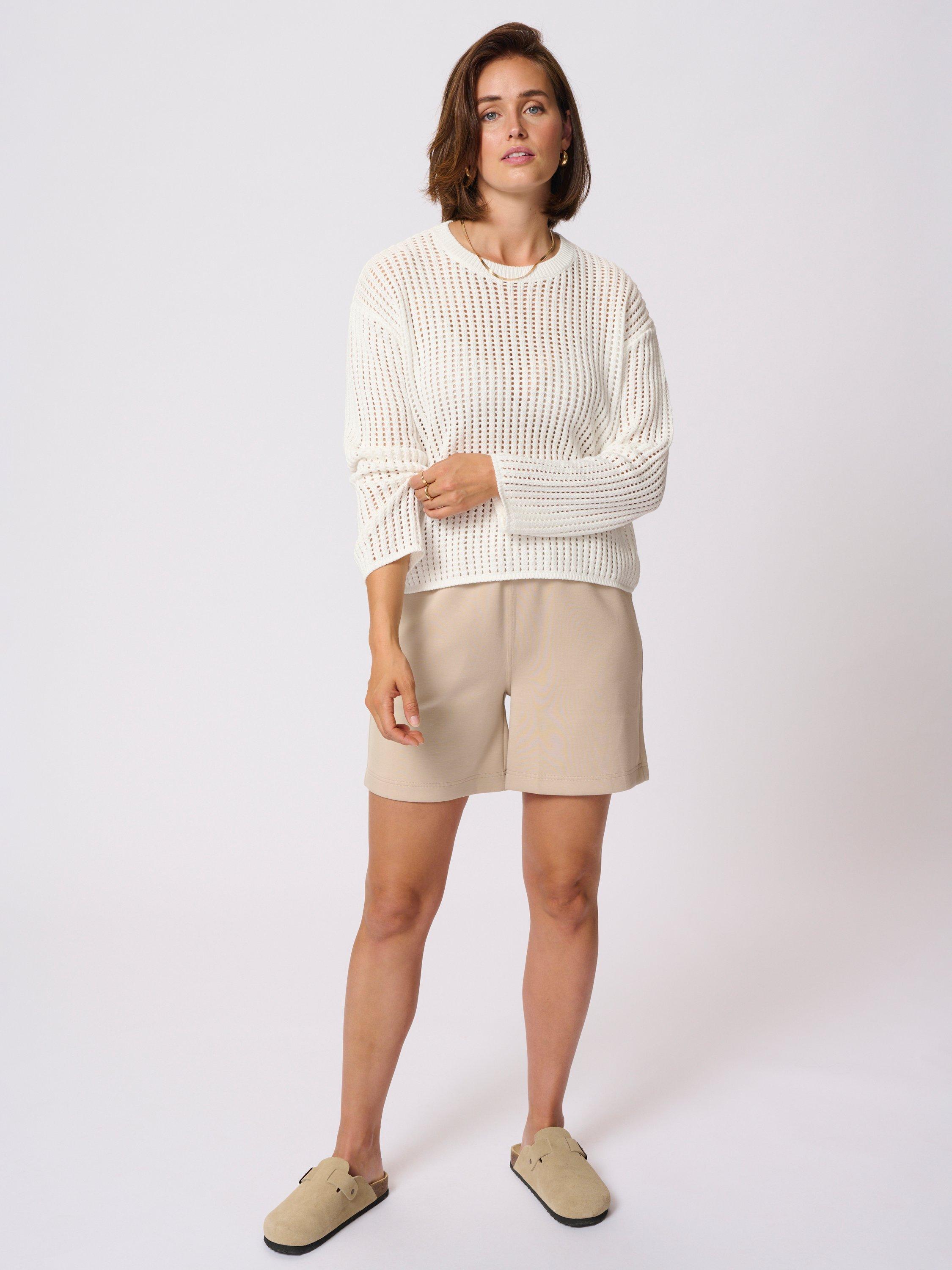 Product image 3 of 6, which shows KAFFE Solar Cotton Blend Pullover, Chalk, XL