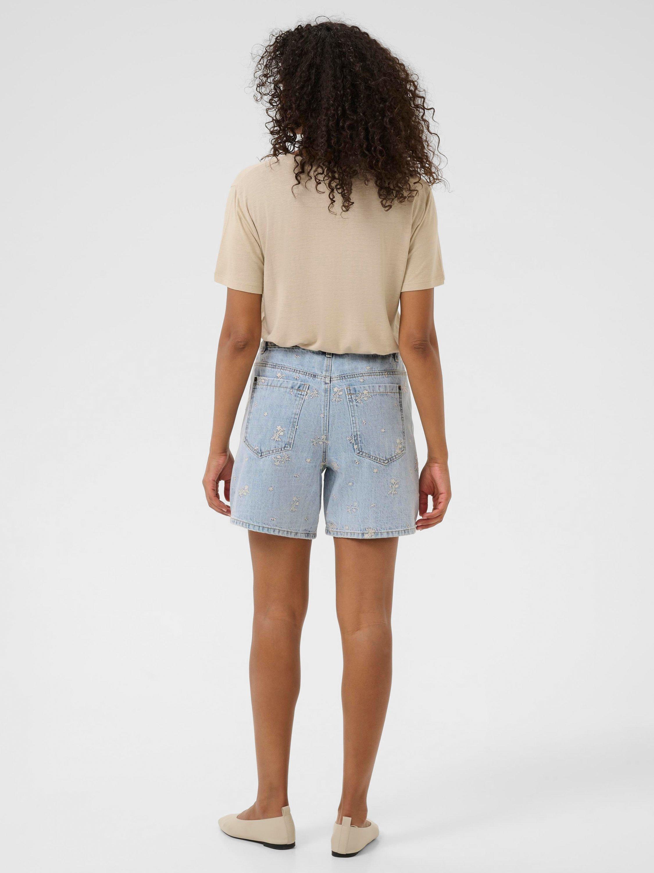 Product image 2 of 5, which shows KAFFE KAbabeth High Waisted Denim Shorts, Blue, 8