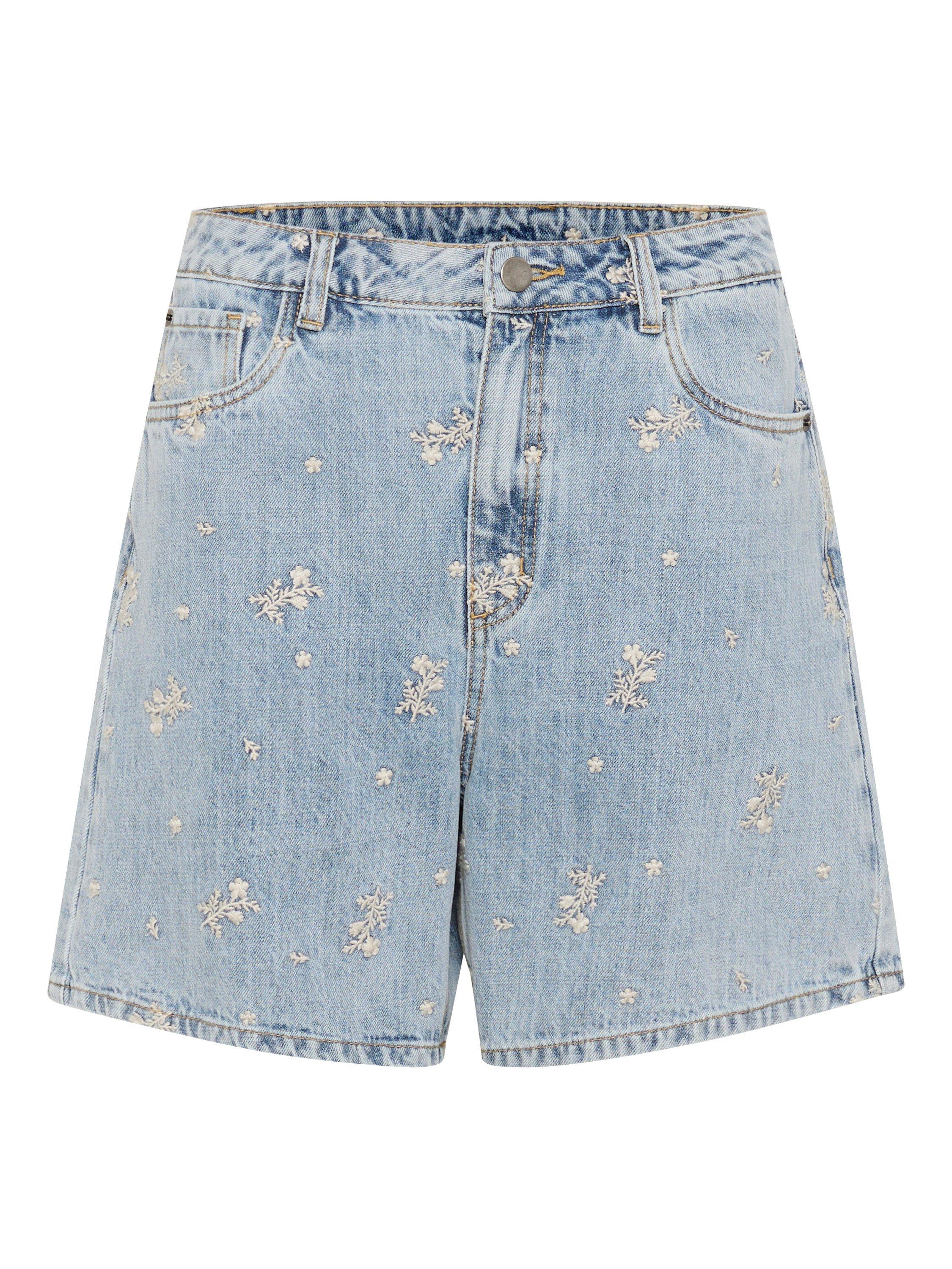 Product image 4 of 5, which shows KAFFE KAbabeth High Waisted Denim Shorts, Blue, 8