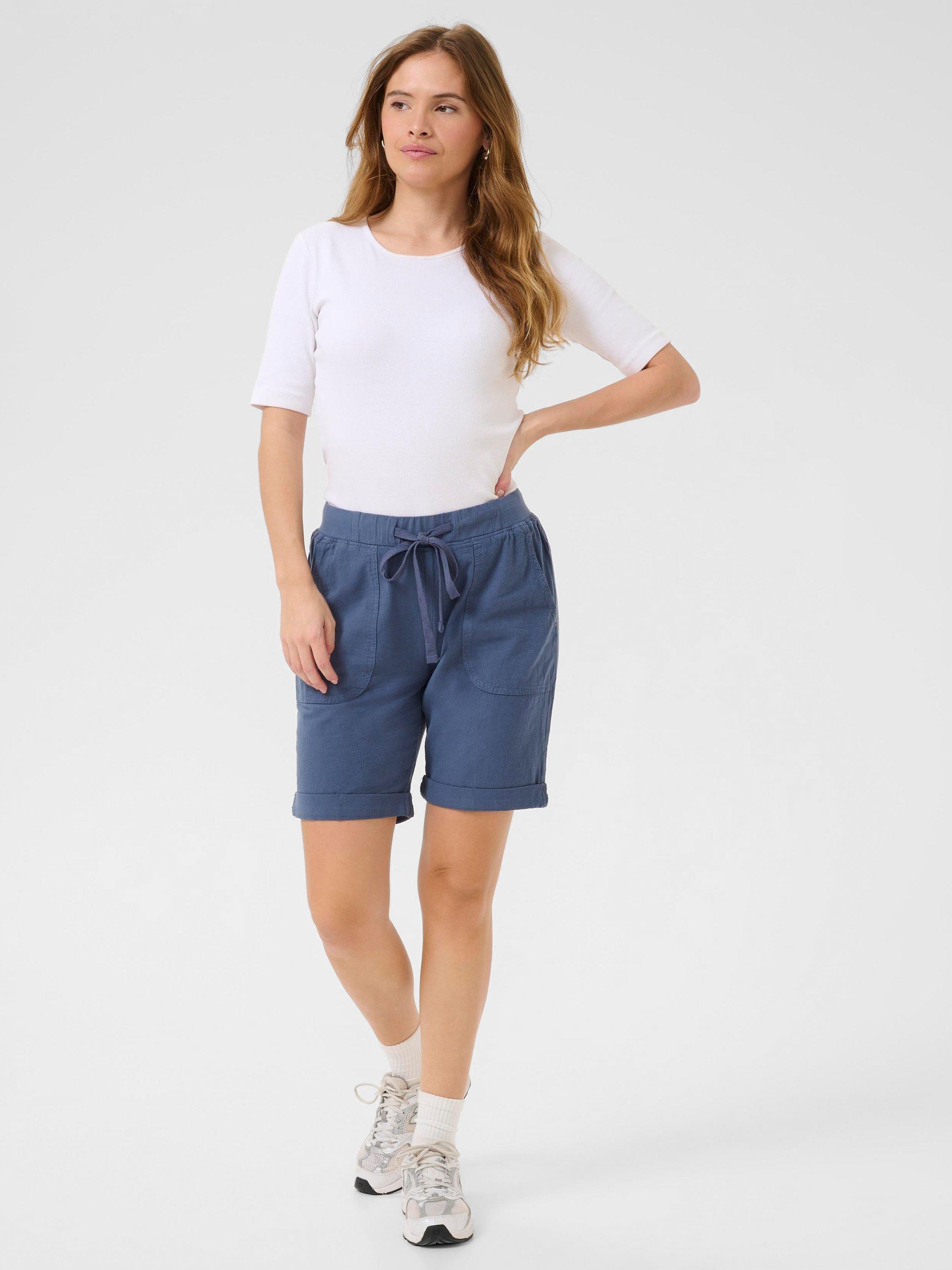 Product image 3 of 5, which shows KAFFE Naya Cotton Shorts, Vintage Indigo, 8