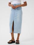 KAFFE KAkarla Straight Fit Denim Skirt, Light Blue Washed